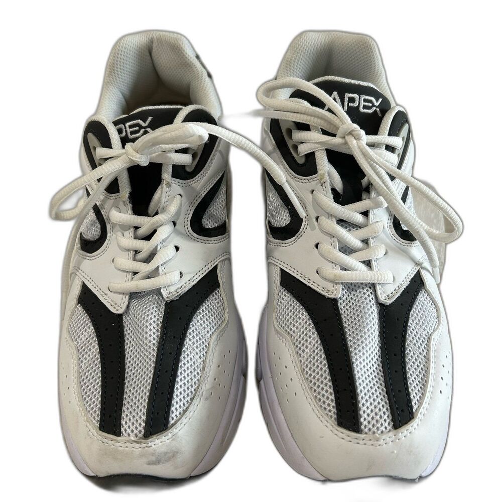 Apex Sneaker Shoes Men’s Size 8 X-Wide Color White Black Lace Up X521 Athletic